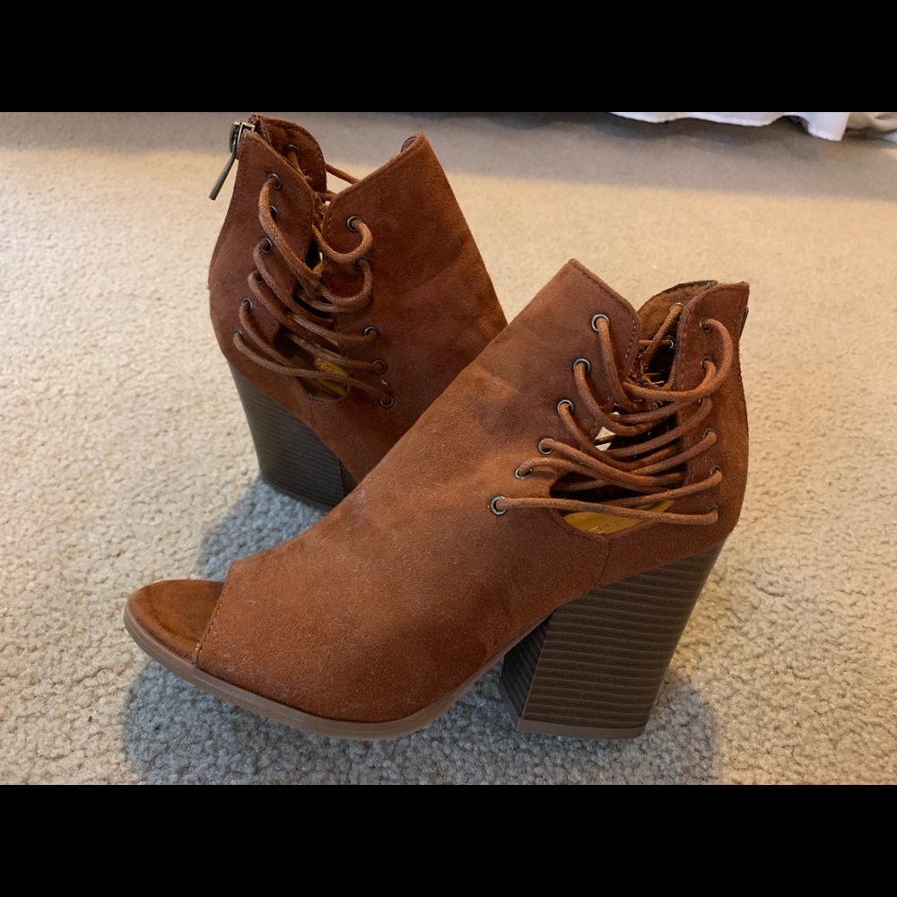 Brown suede booties